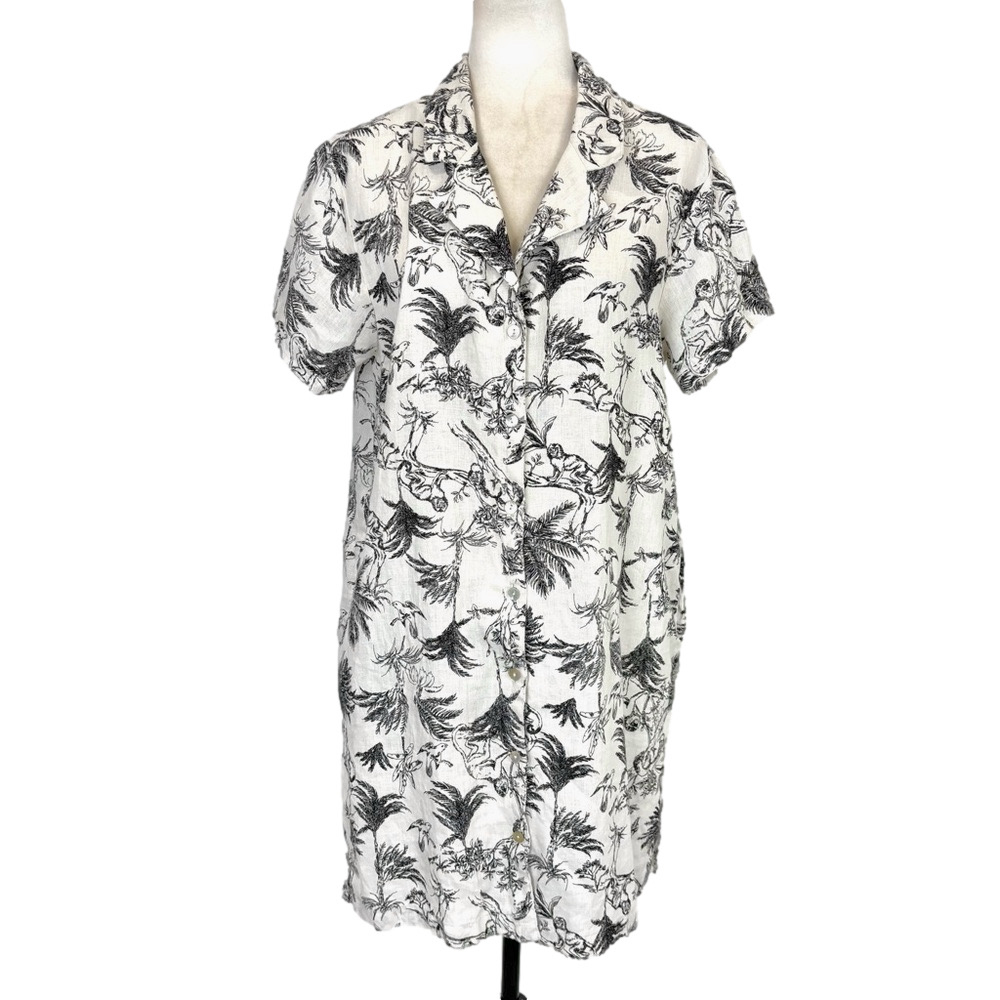 Joie ivory and black linen dress